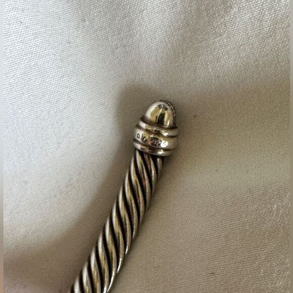 David Yurman 925 Sterling Silver 5mm Pave Diamond Cable Classic Bracelet Sz M - Picture 5 of 8
